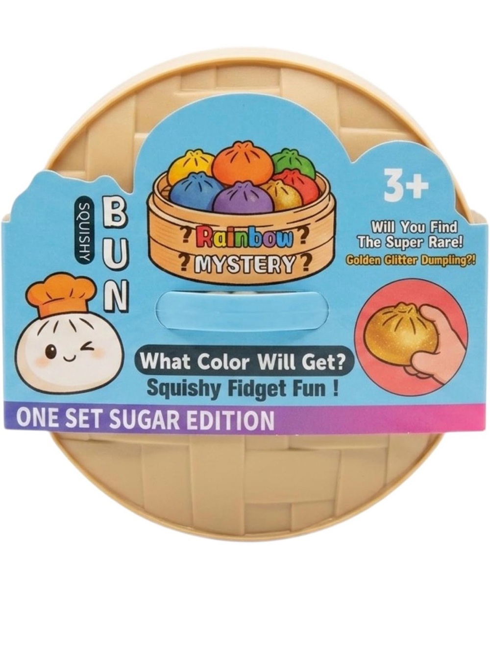 Bun Squishy Sugar Edition Dumpling-Pink Fidget Toy, NIB